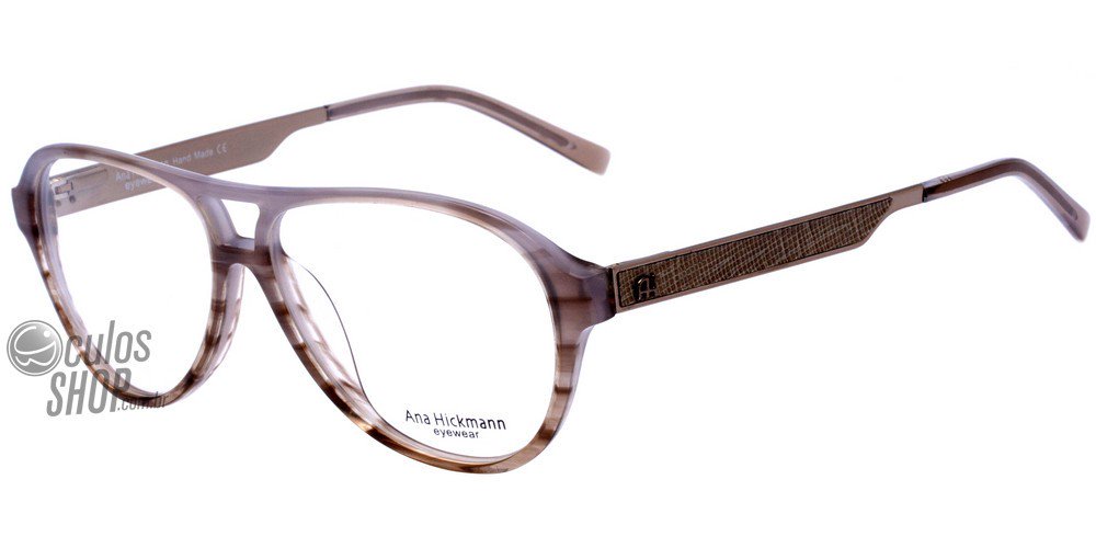 Ana Hickmann AH 6156 E35 Marrom e Cinza Brilho - Lente 5,4 cm  - Grau