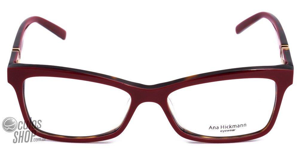 Óculos de Grau Ana Hickmann AH 6179 G21 Marrom Mesclado e Estampado - 54 mm T21 Vermelho E Marrom Mesclado - 54 mm