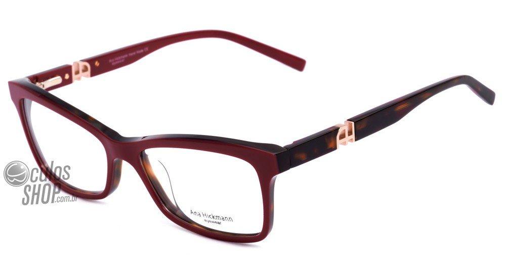 Óculos de Grau Ana Hickmann AH 6179 G21 Marrom Mesclado e Estampado - 54 mm T21 Vermelho E Marrom Mesclado - 54 mm