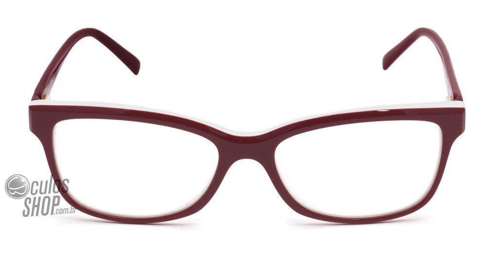 Óculos de Grau Ana Hickmann Ah 6198 H03 Vermelho E Branco Brilho - 53 mm