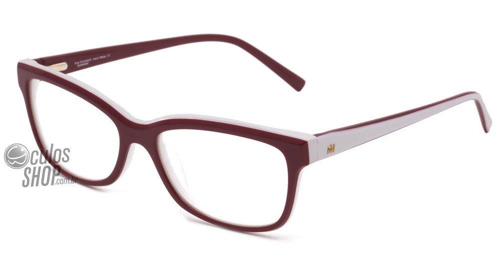 Óculos de Grau Ana Hickmann Ah 6198 H03 Vermelho E Branco Brilho - 53 mm