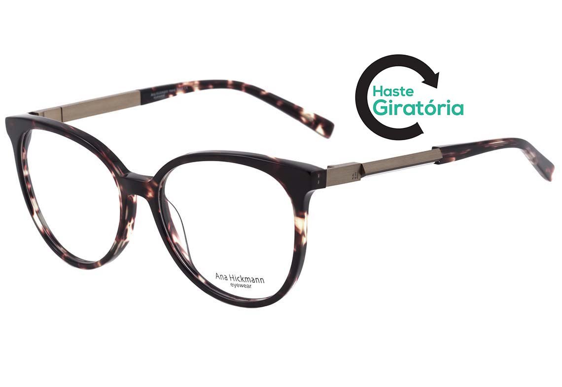 Óculos de Grau Ana Hickmann Ah 6230 G21 Marrom Mesclado Brilho - 53 mm