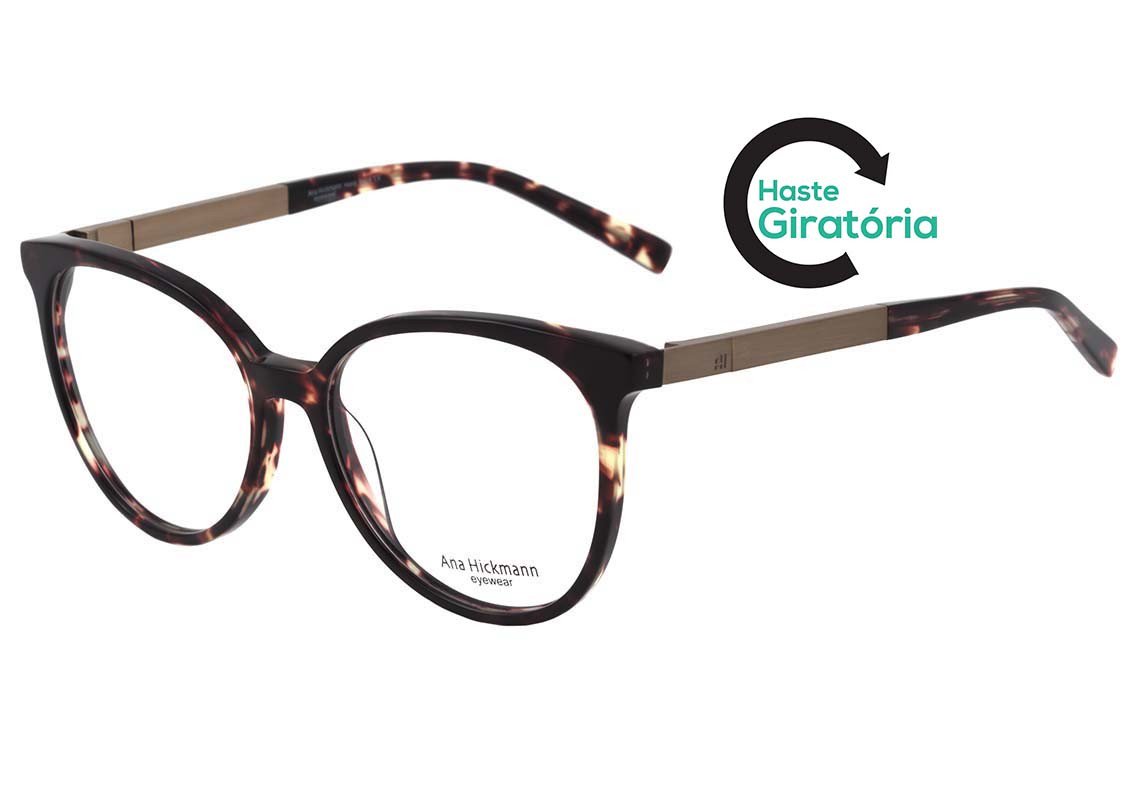 Óculos de Grau Ana Hickmann Ah 6230 G21 Marrom Mesclado Brilho - 53 mm