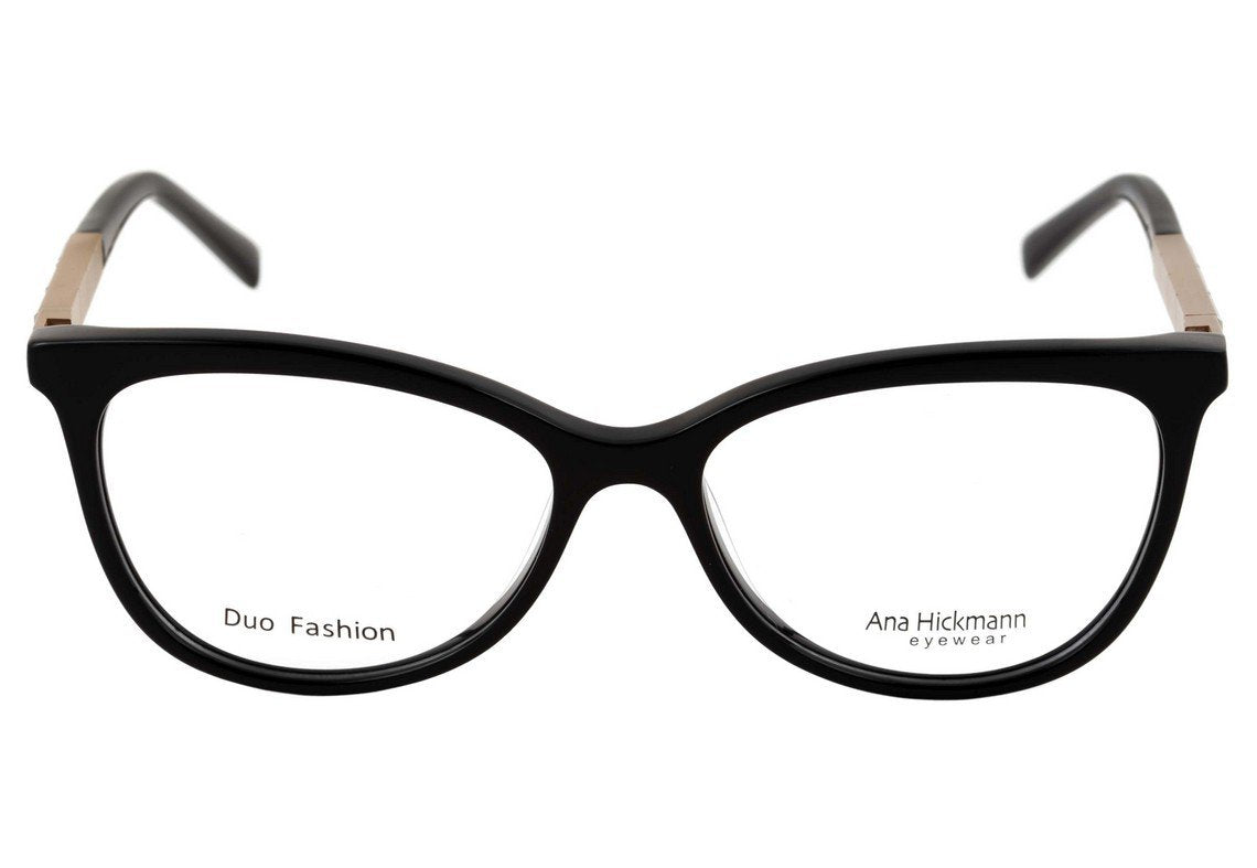 Óculos de Grau Ana Hickmann Ah 6245 A02 Preto E Dourado Brilho - 52 mm