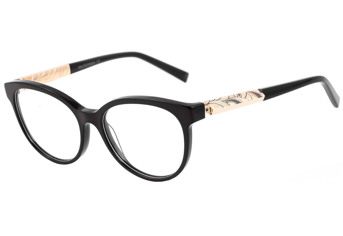 Óculos de Grau Ana Hickmann Ah 6252 A01 Preto E Dourado Brilho - 53 mm