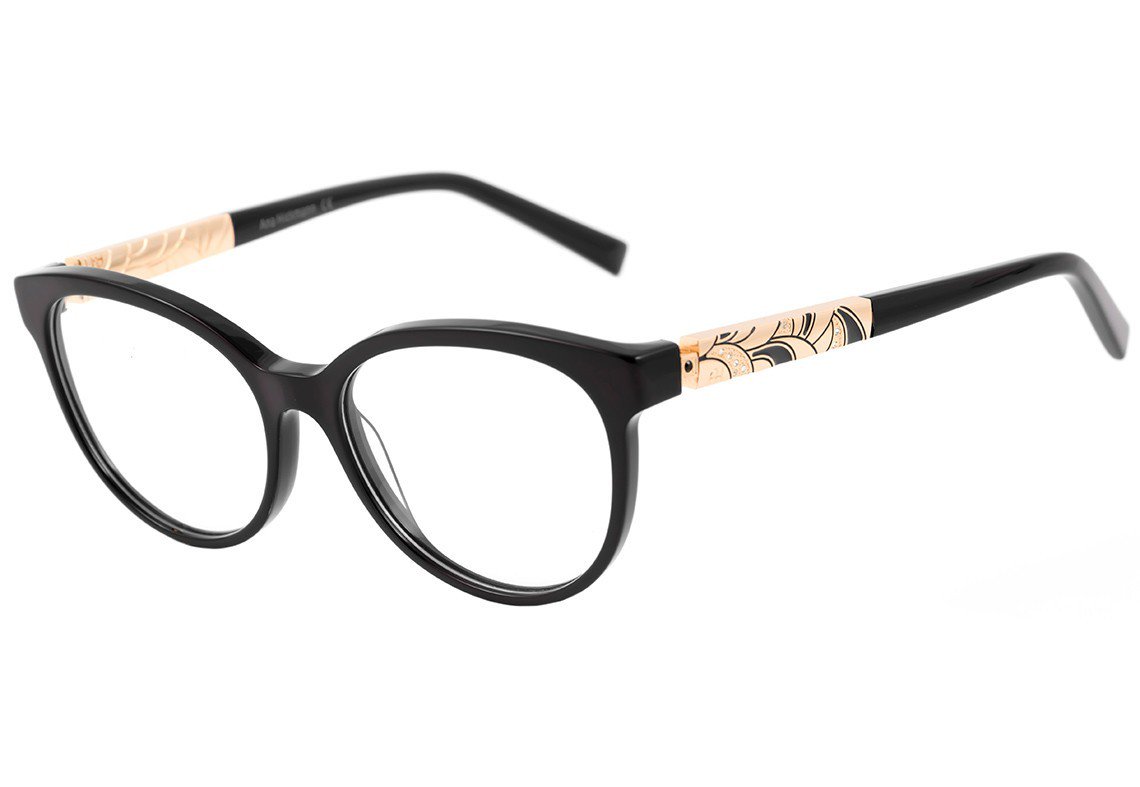 Óculos de Grau Ana Hickmann Ah 6252 A01 Preto E Dourado Brilho - 53 mm