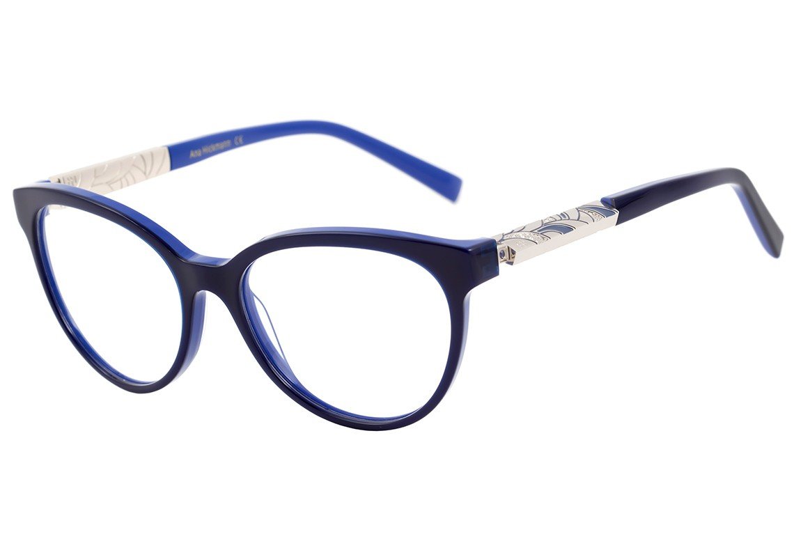 Óculos de Grau Ana Hickmann Ah 6252 H03 Azul E Prata Brilho - 53 mm