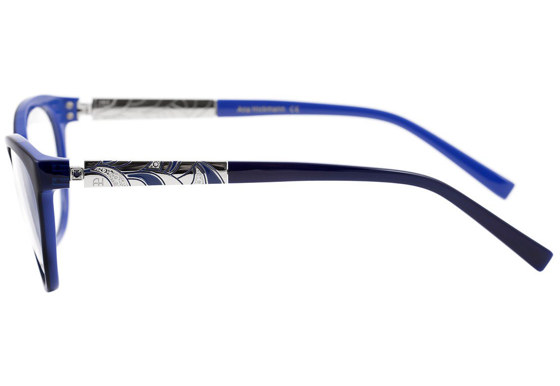 Óculos de Grau Ana Hickmann Ah 6252 H03 Azul E Prata Brilho - 53 mm