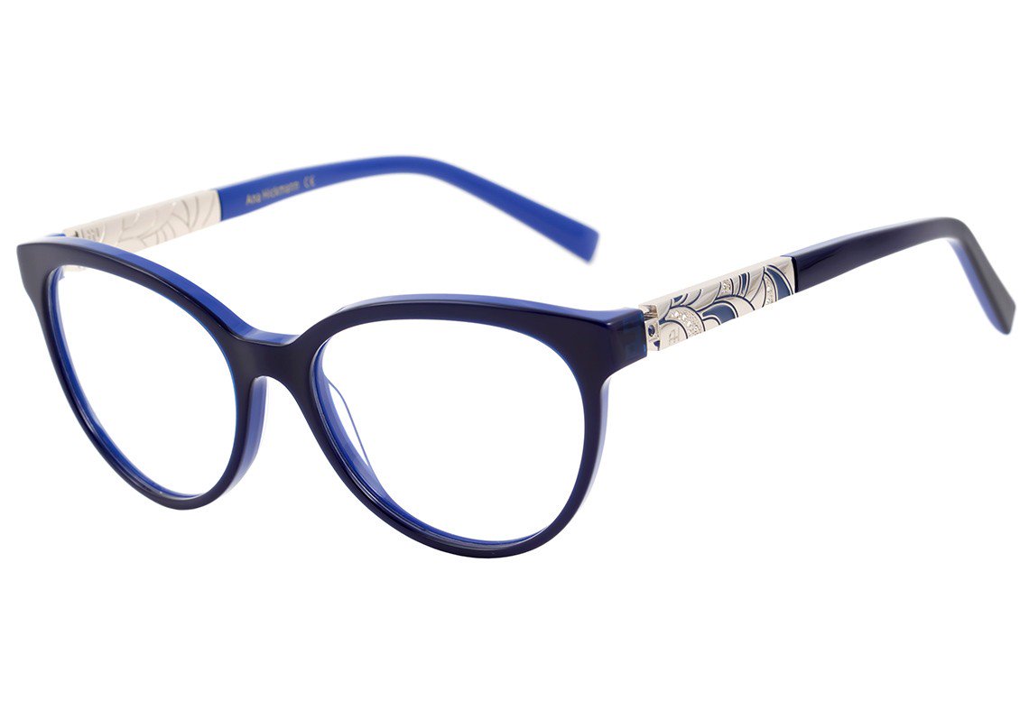 Óculos de Grau Ana Hickmann Ah 6252 H03 Azul E Prata Brilho - 53 mm