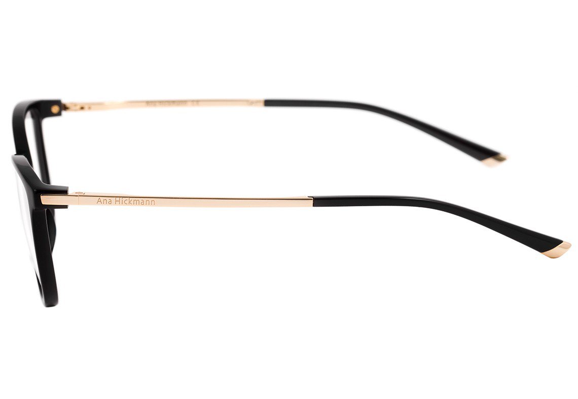 Óculos de Grau Ana Hickmann Ah 6263 A01 Preto E Dourado Brilho - 53 mm