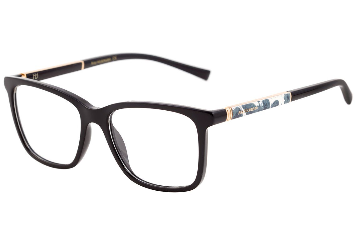 Óculos de Grau Ana Hickmann AH 6268 G21 Marrom Mesclado e Dourado Brilho - 52 mm A01 Preto E Dourado Brilho - 52 mm