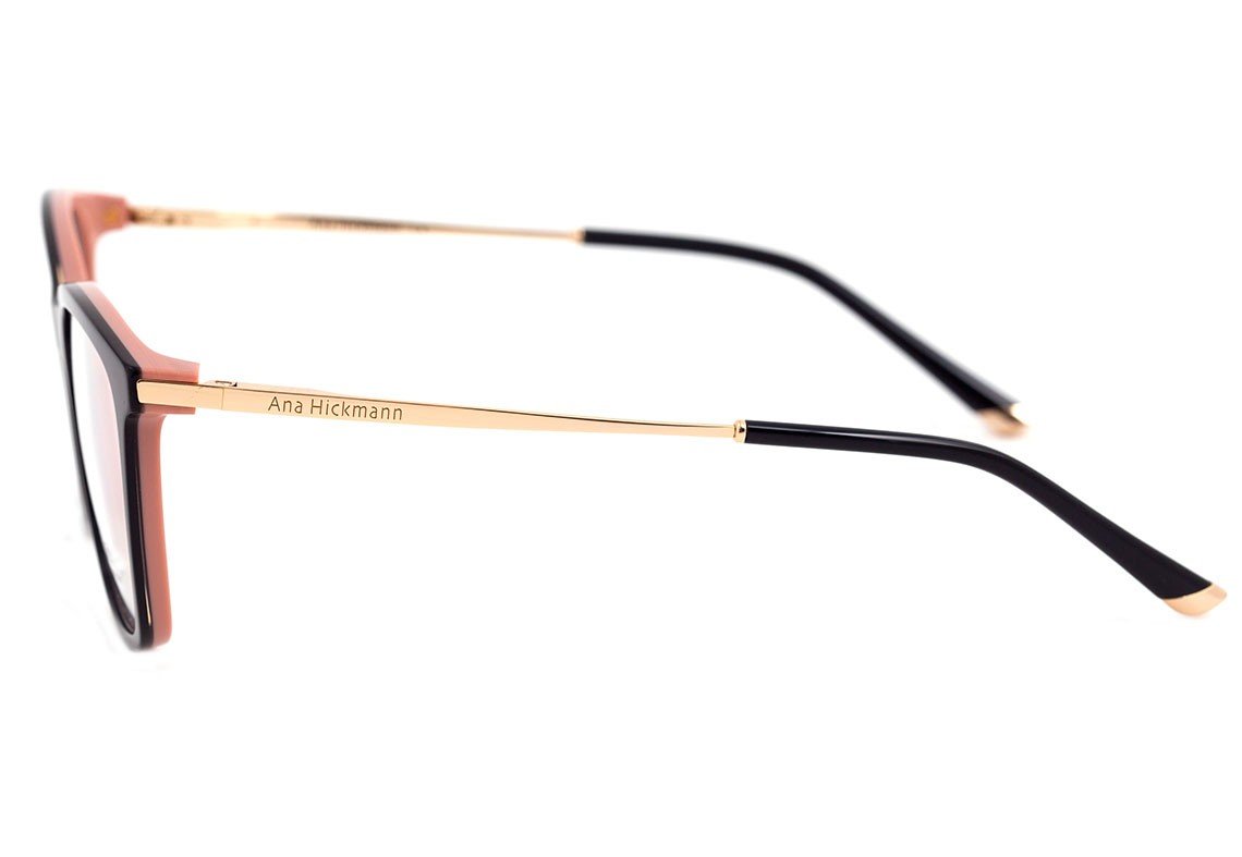 Óculos de Grau Ana Hickmann Ah 6269 A02 Preto E Rosa Brilho - 53 mm