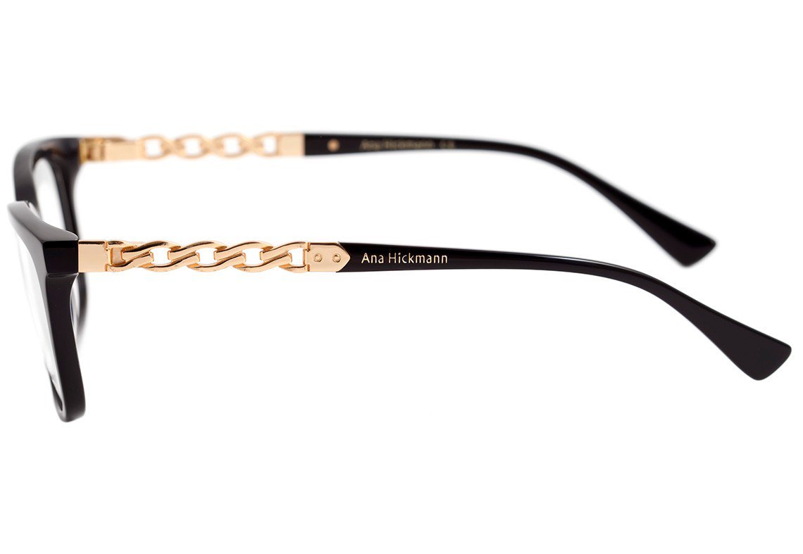 Óculos de Grau Ana Hickmann Ah 6271 A01 Preto E Dourado Brilho - Lente 5,4 Cm