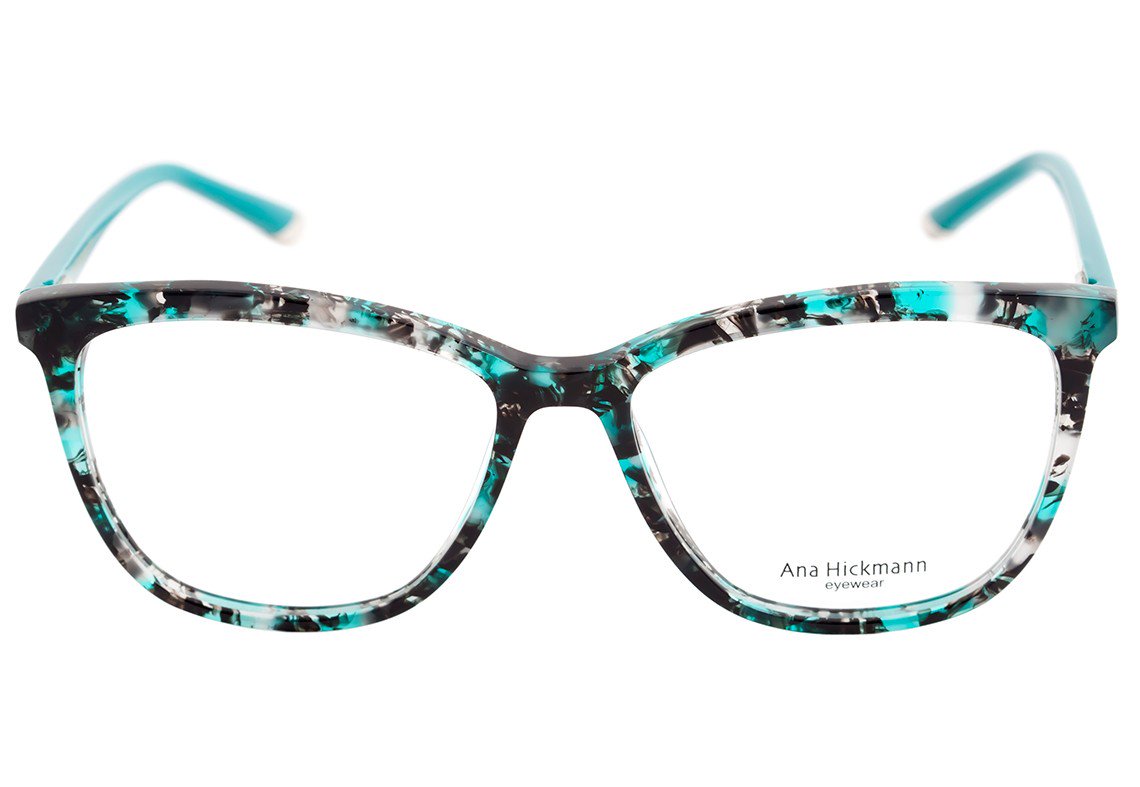Óculos de Grau Ana Hickmann Ah 6275 G22 Preto Mesclado E Verde Brilho - 54 mm