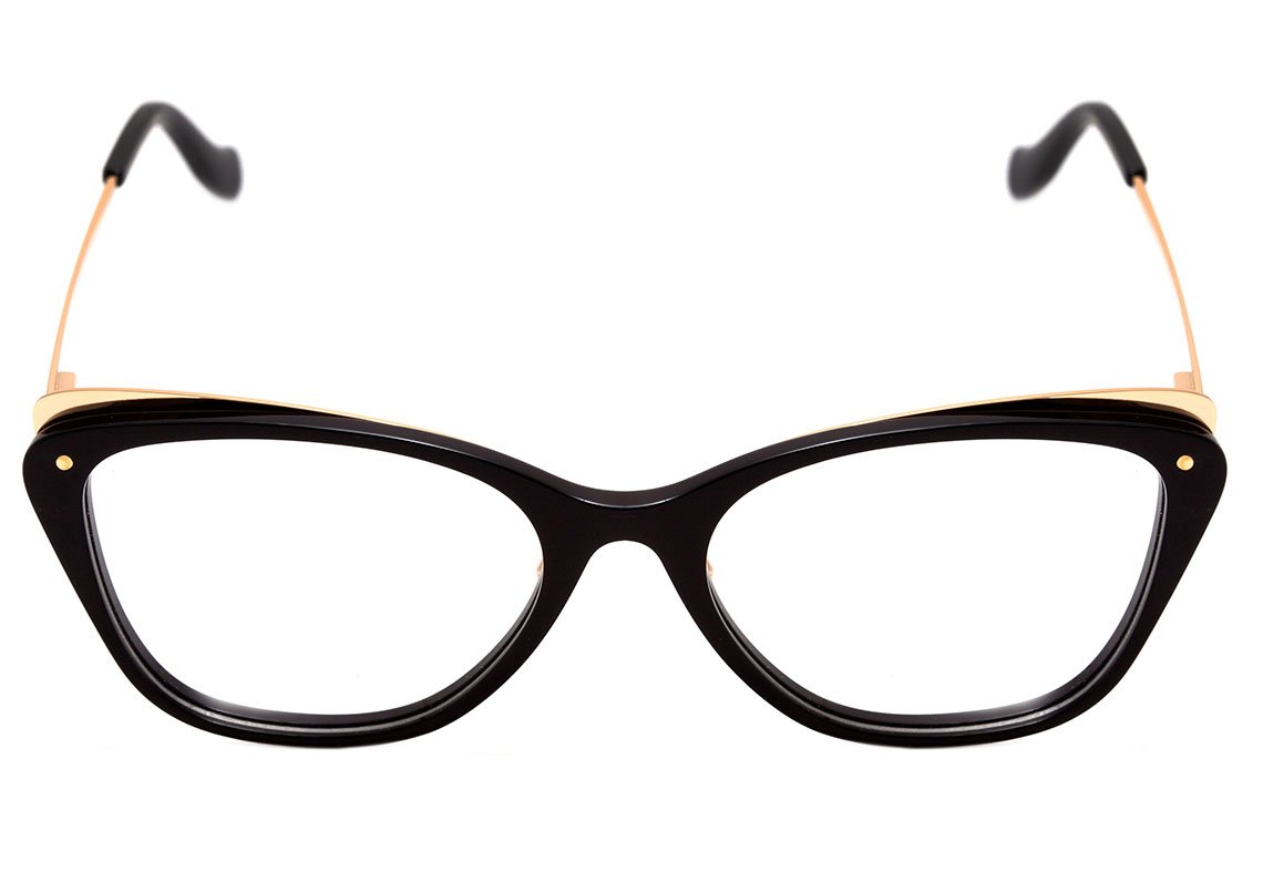 Óculos de Grau Ana Hickmann AH 6324 A01 Preto e Dourado Brilho - 53 mm