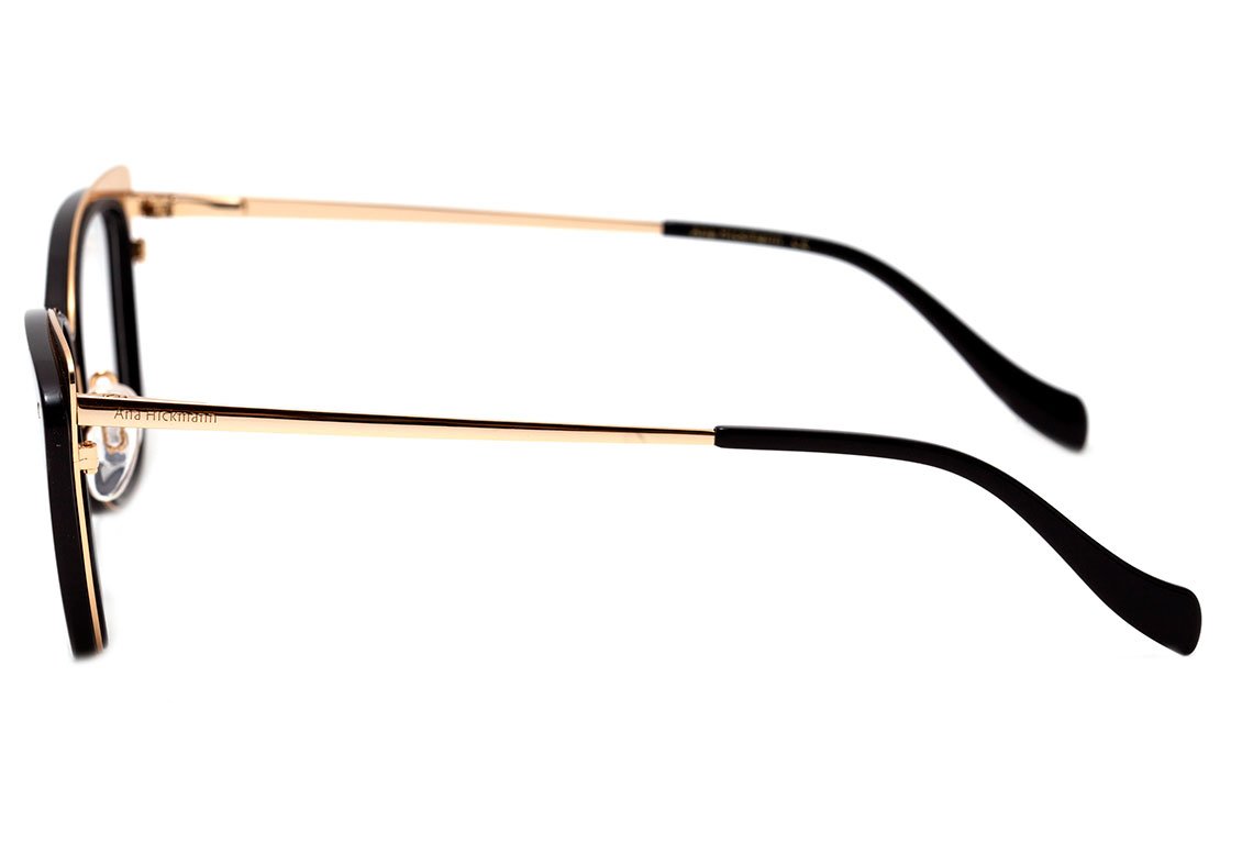 Óculos de Grau Ana Hickmann AH 6324 A01 Preto e Dourado Brilho - 53 mm