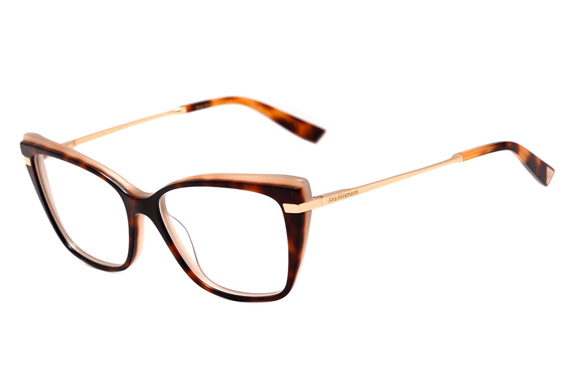 Óculos de Grau Ana Hickmann AH 6372 G21 Marrom Mesclado Brilho - 55 mm