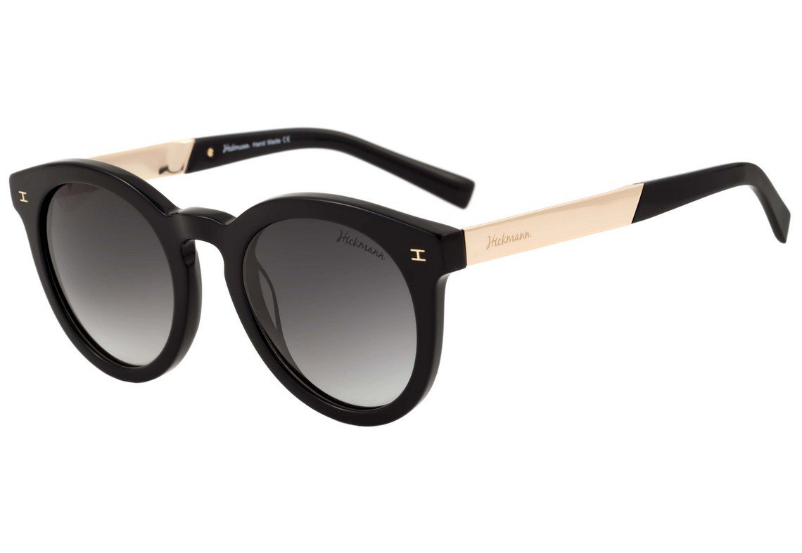 Óculos de Sol Hickmann Hi 9004 A01 Preto E Dourado Brilho/ Preto Degradê - 48 mm