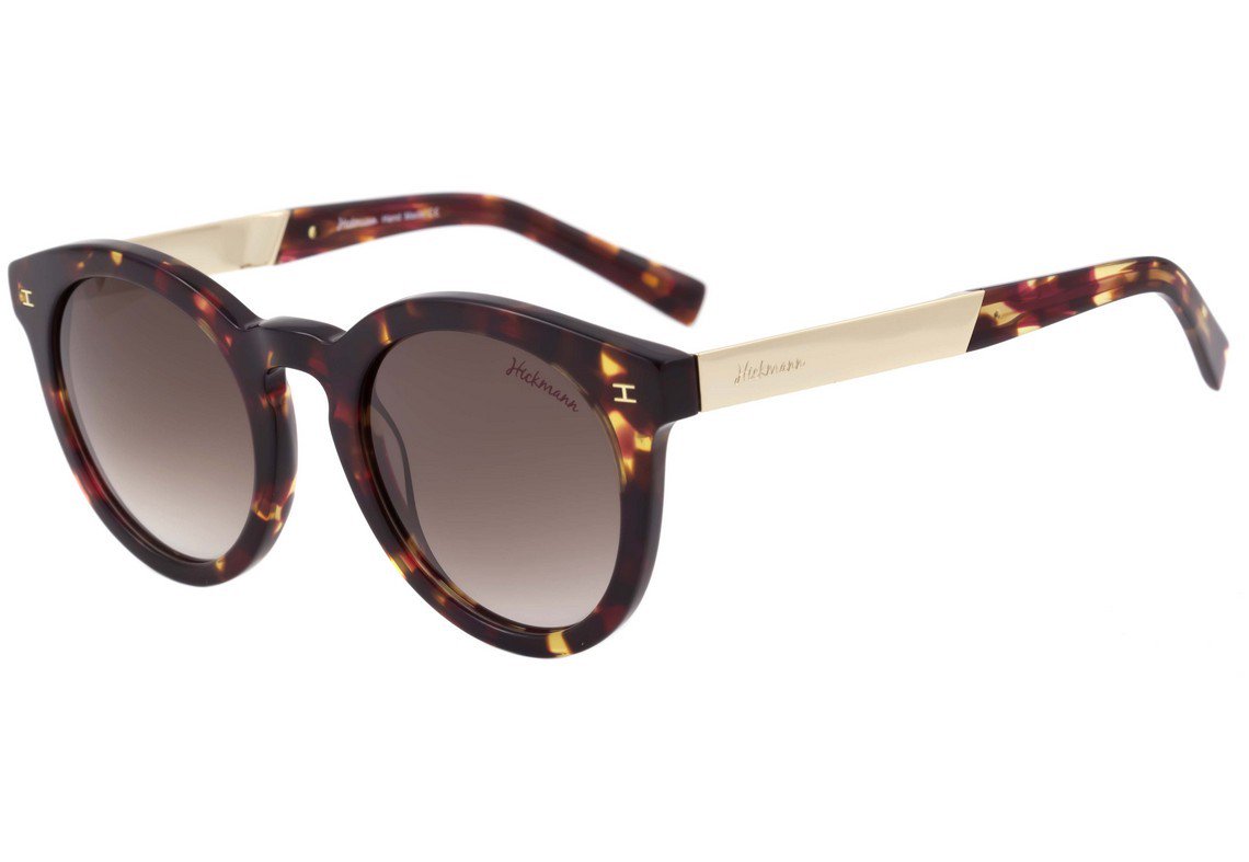 Óculos de Sol Hickmann Hi 9004 G24 Marrom E Rosa Mesclado Brilho/ Marrom Degradê - 48 mm