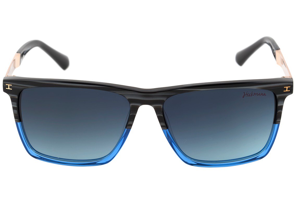 Óculos de Sol Ana Hickmann Ah 9012 C02 Marrom Mesclado E Azul Brilho/ Azul Degradê - 56 mm