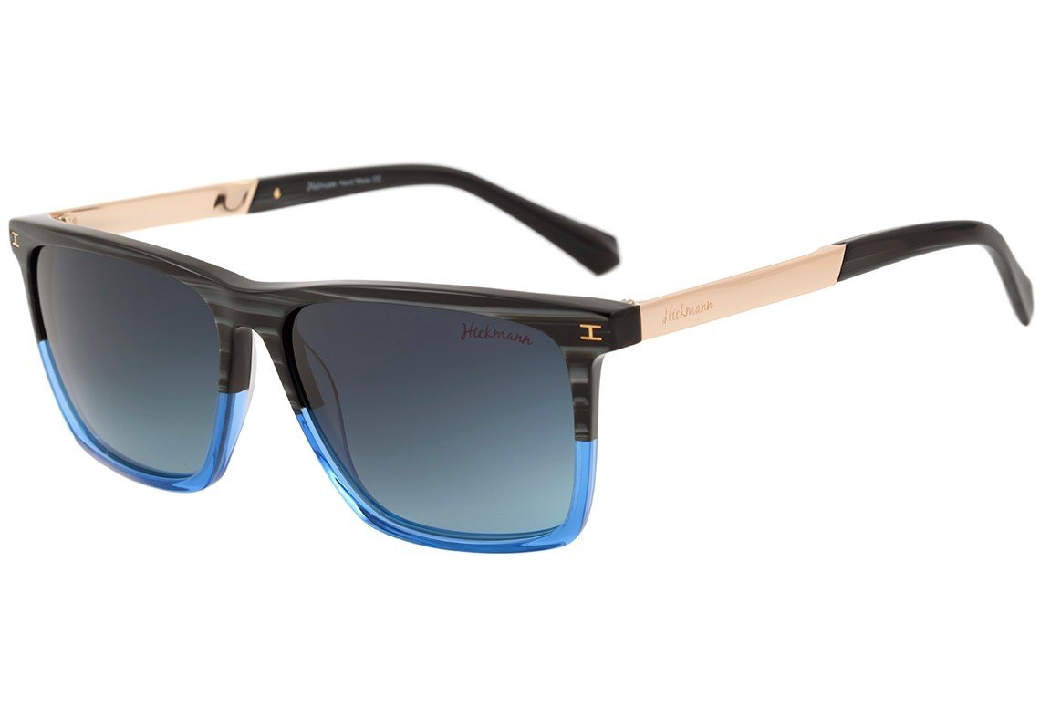 Óculos de Sol Ana Hickmann Ah 9012 C02 Marrom Mesclado E Azul Brilho/ Azul Degradê - 56 mm