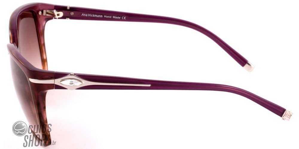 Óculos de Sol Ana Hickmann AH 9107 T00 Roxo E Marrom Brilho/ Marrom Degradê - 58 mm
