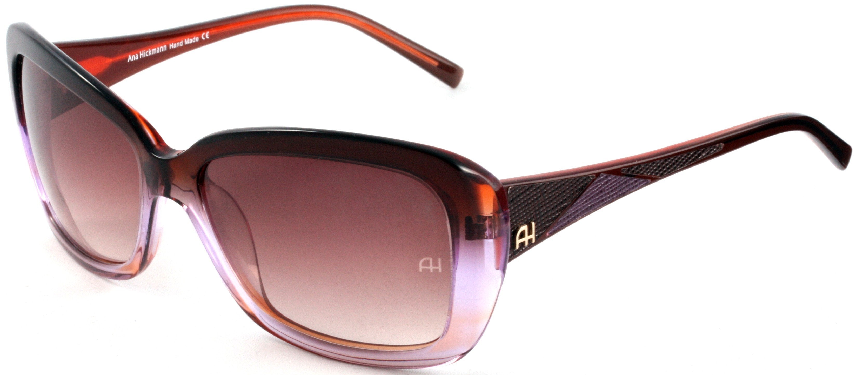 Óculos de Sol Ana Hickmann Ah 9119 A04 Marrom E Roxo Translúcido/ Marrom Degradê - 58 mm