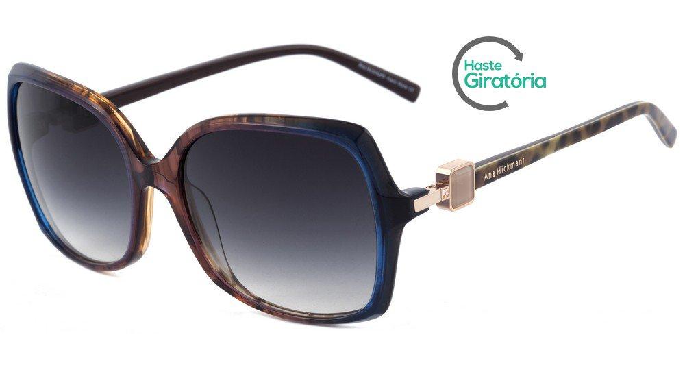 Óculos de Sol Ana Hickmann Ah 9170 K04 Marrom Azul E Verde/ Preto Degradê - 58 mm