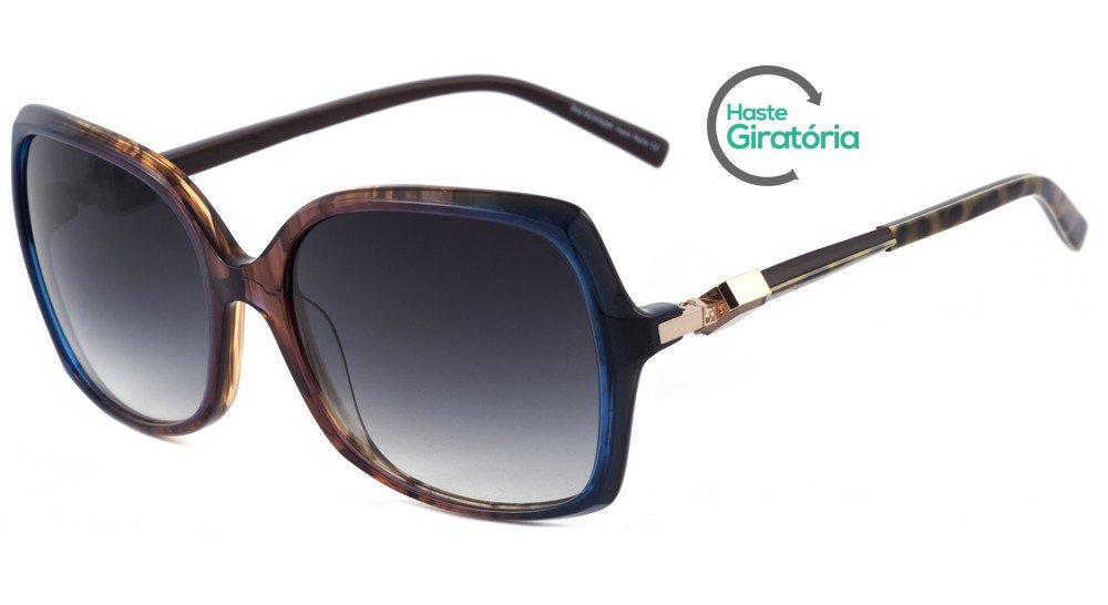 Óculos de Sol Ana Hickmann Ah 9170 K04 Marrom Azul E Verde/ Preto Degradê - 58 mm