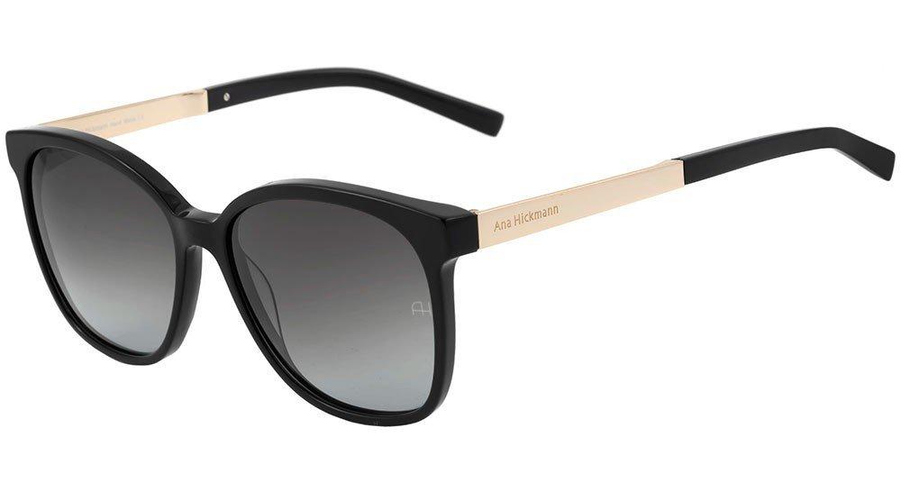 Óculos de Sol Ana Hickmann AH 9195 C03 A01 Preto E Dourado/ Preto Degradê - 55 mm