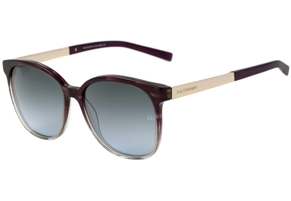 Óculos de Sol Ana Hickmann AH 9195 C03 C02 Roxo E Dourado/ Verde Degradê - 55 mm