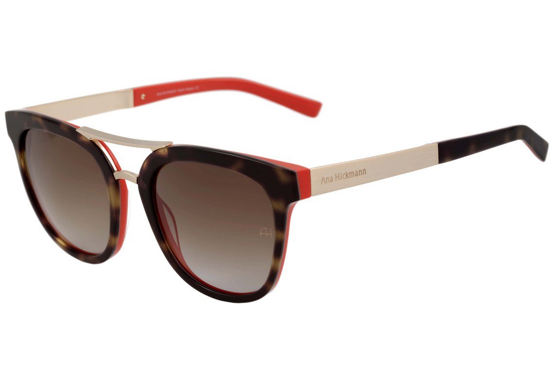 Óculos de Sol Ana Hickmann AH 9197 G22 Marrom Mesclado e Laranja / Marrom Degradê - 53 mm
