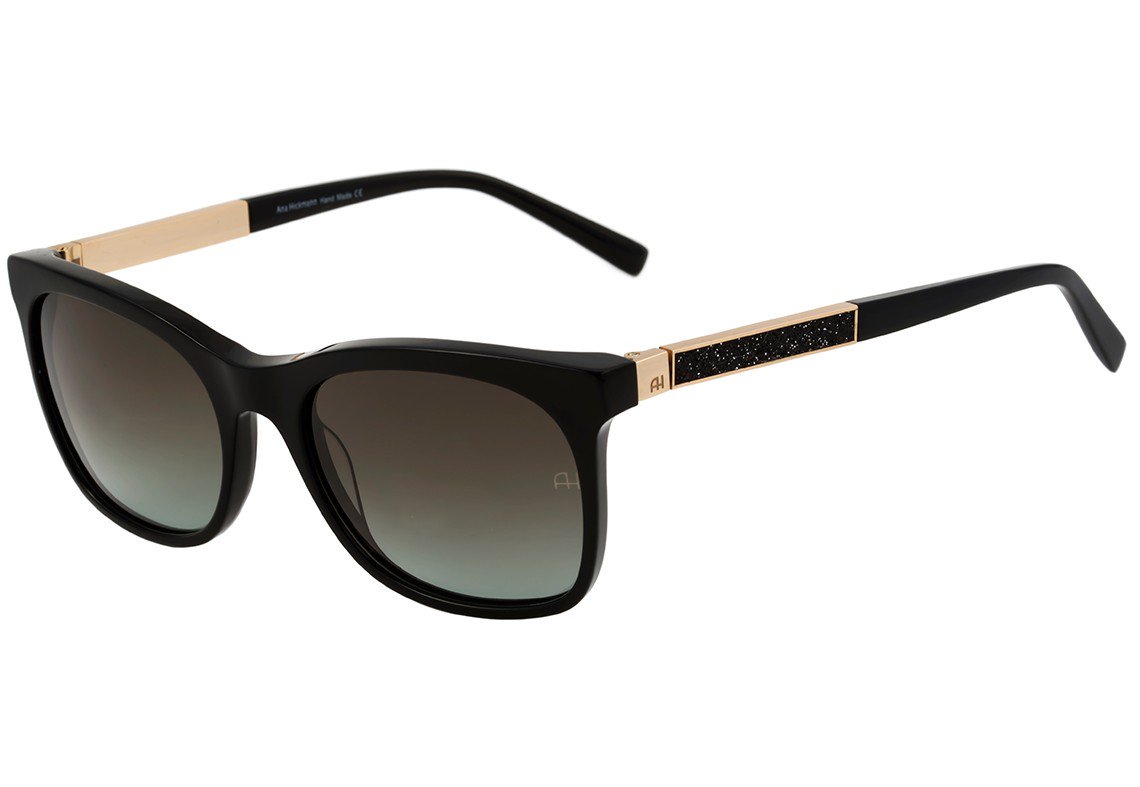 Óculos de Sol Ana Hickmann AH 9198 C01 A01 Preto Brilho E Dourado/ Preto Degradê - 54 mm