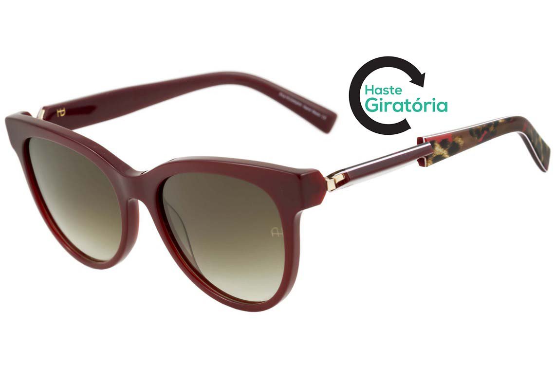 Óculos de Sol Ana Hickmann Ah 9199 D02 Vinho Brilho E Mesclado/ Verde Degradê - 54 mm