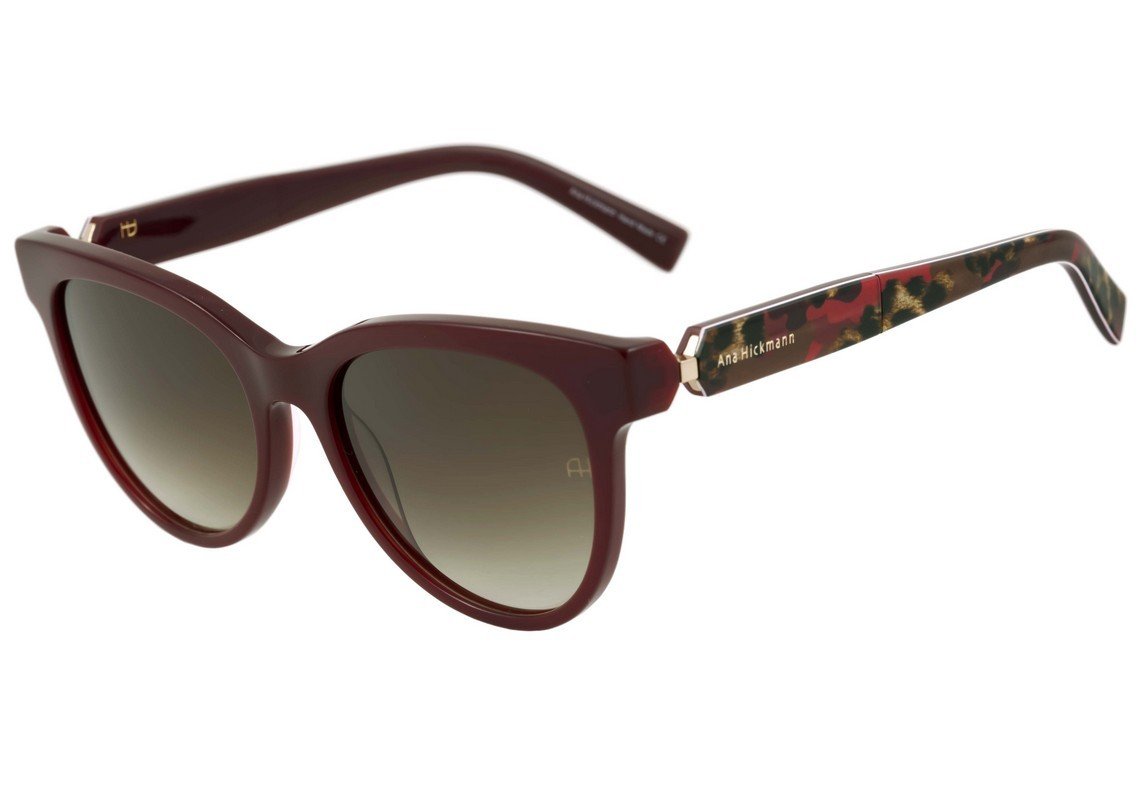 Óculos de Sol Ana Hickmann Ah 9199 D02 Vinho Brilho E Mesclado/ Verde Degradê - 54 mm