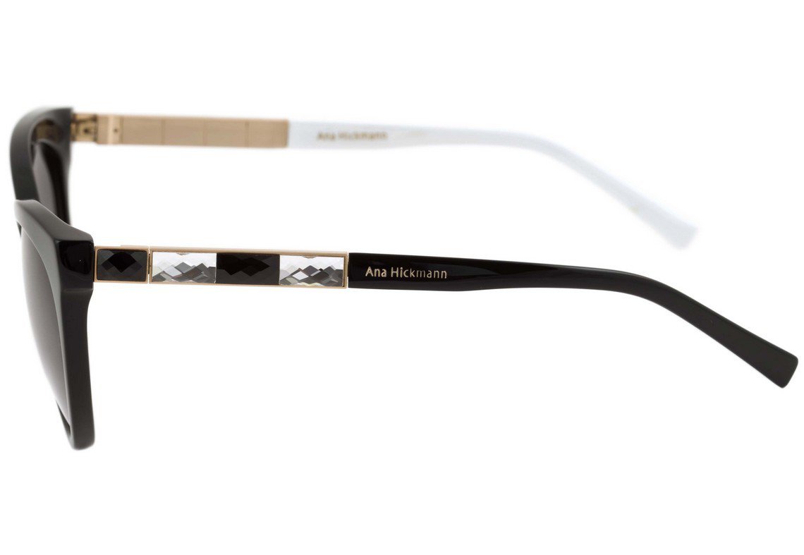 Óculos de Sol Ana Hickmann AH 9206 A02 Preto e Branco Brilho / Preto Degradê - 56 mm