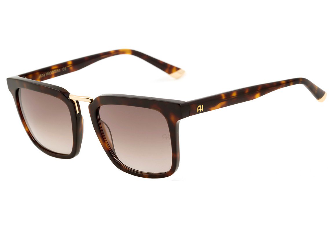 Óculos de Sol Ana Hickmann Ah 9221 G21 Marrom Mesclado E Dourado Brilho/ Marrom Degradê - 54 mm