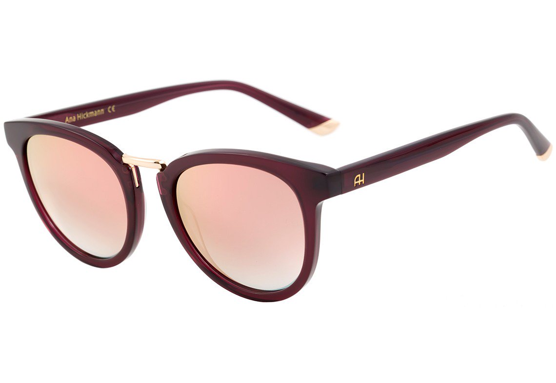 Óculos de Sol Ana Hickmann Ah 9222 G21 Marrom Mesclado E Dourado Brilho/ Marrom Degradê - 53 mm T02 Vinho Translúcido E Dourado Brilho/ Rosa Espelhado - 53 mm