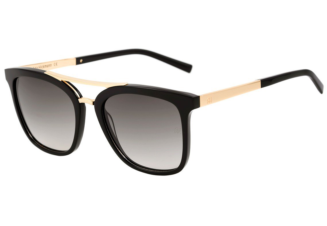 Óculos de Sol Ana Hickmann AH 9233 A01 Preto e Dourado Brilho / Preto Degradê - 54 mm