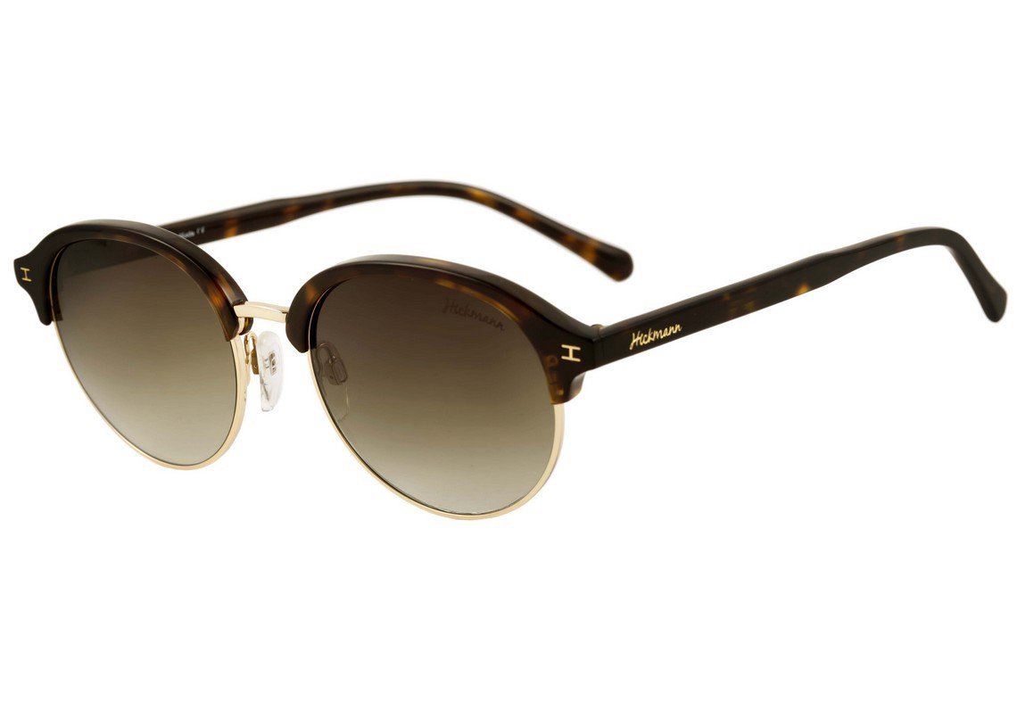 Óculos de Sol Hickmann Hi 3008 G21 Marrom Mesclado E Dourado/ Marrom Degradê - 52 mm