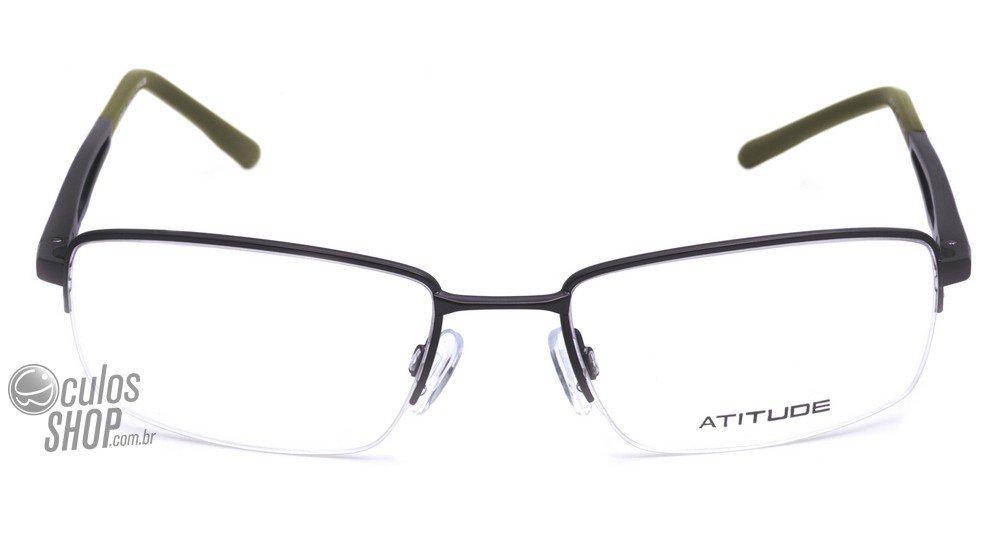 Óculos de Grau Atitude At 1471 02L Cinza E Verde Fosco - 56 mm