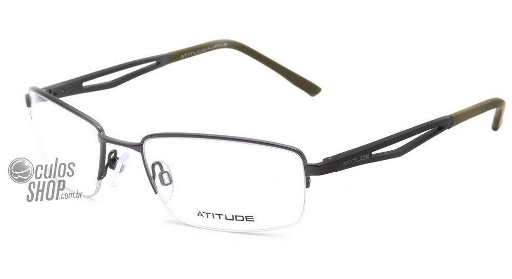 Óculos de Grau Atitude At 1471 02L Cinza E Verde Fosco - 56 mm
