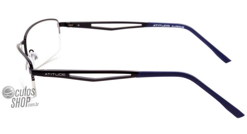 Óculos de Grau Atitude At 1471 09A Preto E Azul Fosco - Lente 5,6 Cm