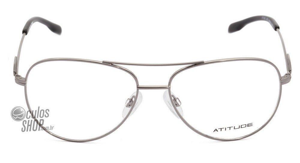 Óculos de Grau Atitude At 1490 02D Cinza E Preto Brilho - Lente 5,6 Cm