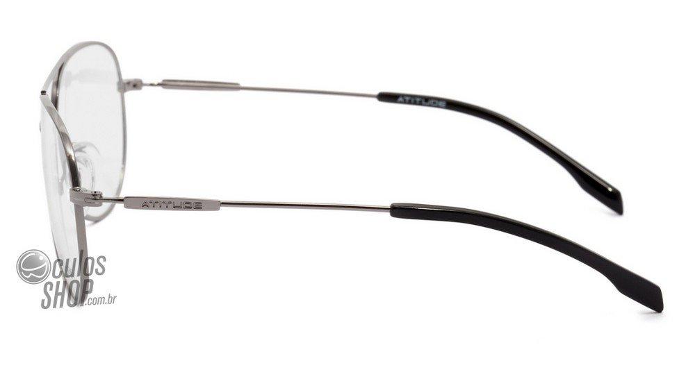 Óculos de Grau Atitude At 1490 02D Cinza E Preto Brilho - Lente 5,6 Cm