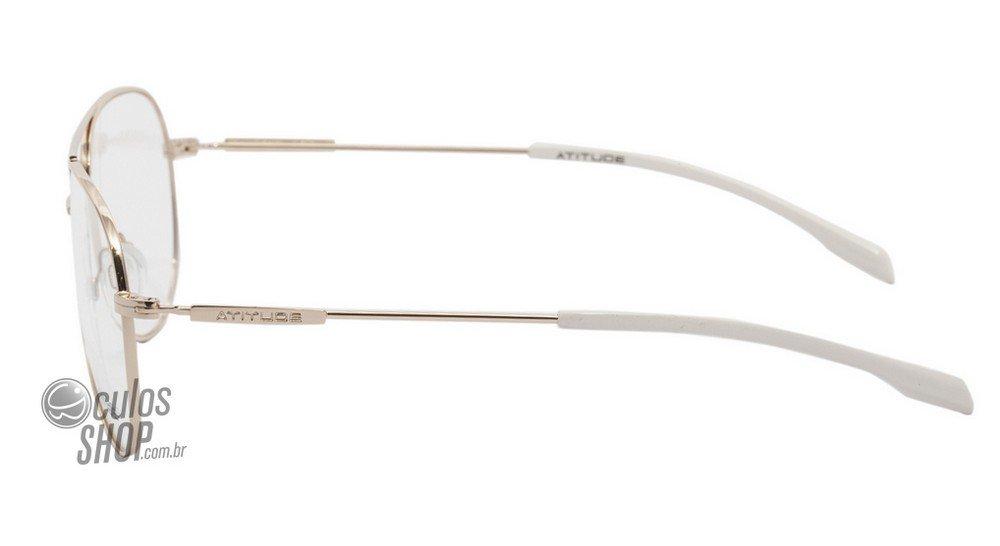 Óculos de Grau Atitude At 1490 04A Dourado E Branco Brilho - Lente 5,6 Cm