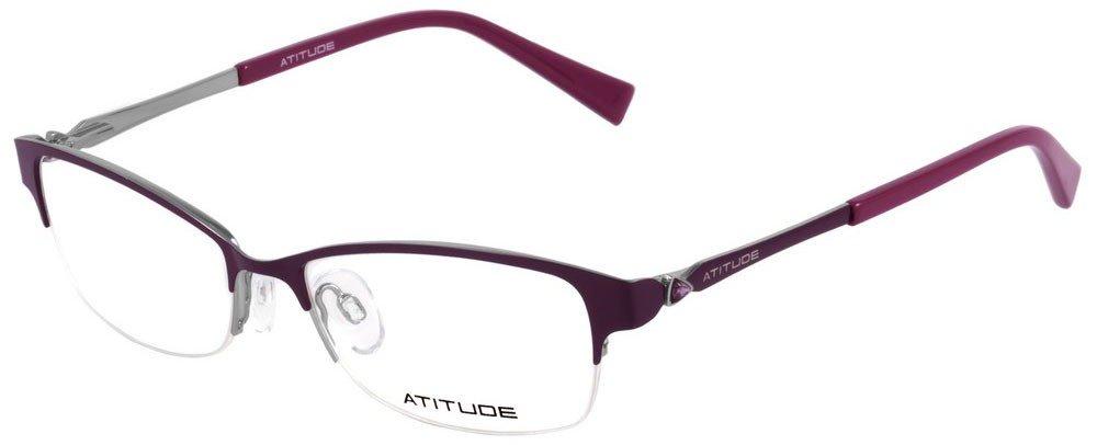 Óculos de Grau Atitude At 1519 05D Roxo Fosco E Prata - Lente 5,1 Cm