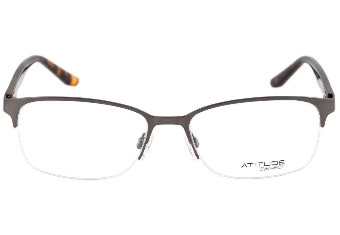 Óculos de Grau Atitude At 1594 02A Cinza Fosco E Marrom Mesclado Brilho - Lente 5,5 Cm