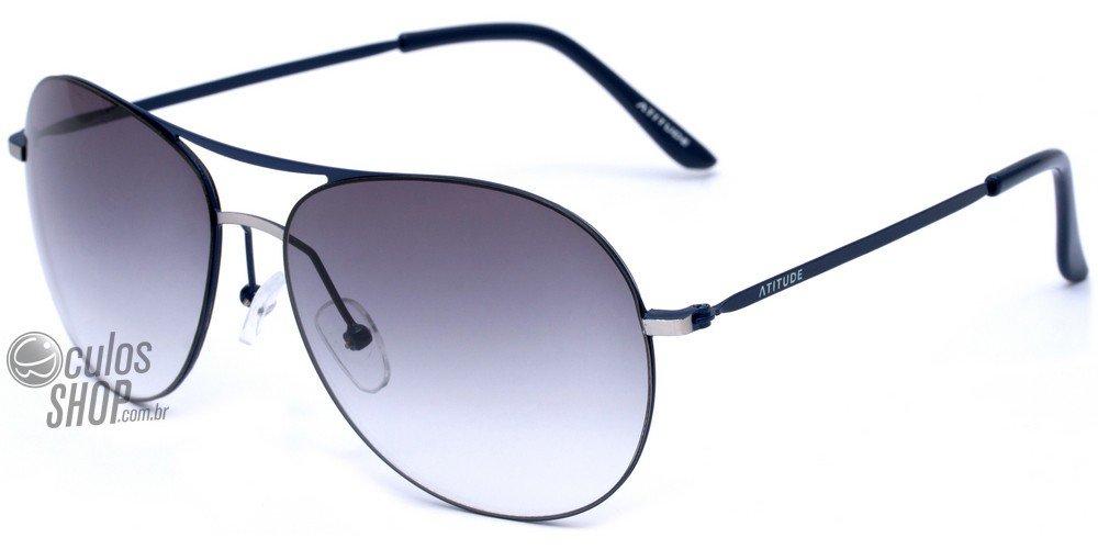Óculos de Sol Atitude At 3062 H04 Azul E Prata/ Preto Degradê - Lente 5,9 Cm