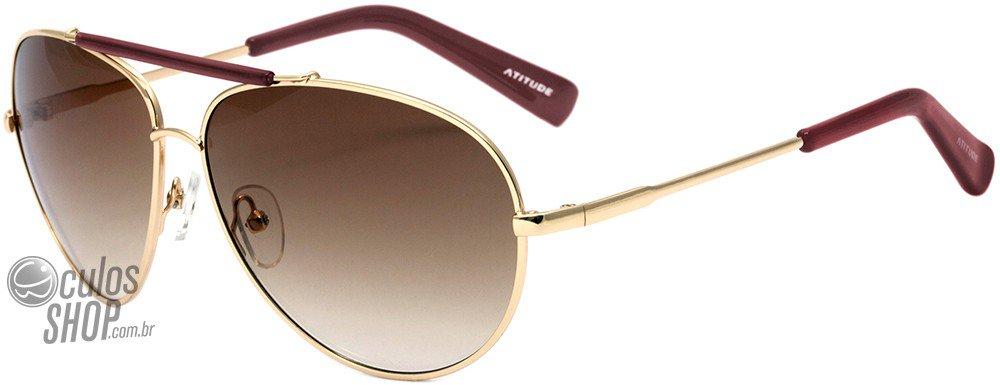 Óculos de Sol Atitude At 3082 C04 Dourado E Vermelho/ Marrom Degradê - 61 mm
